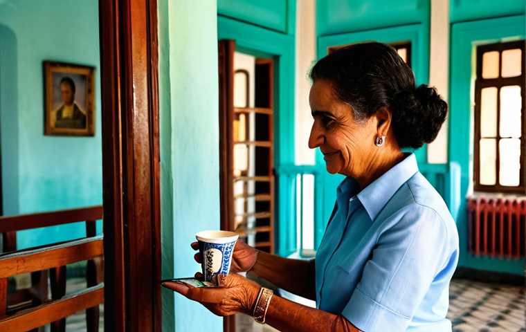 **
"A fully clothed, professional woman in a modest Casa Particular in Havana, Cuba. She's exchanging Euros for Cuban Pesos (CUP). The setting is a sunlit room with classic Cuban decor. The scene should convey financial literacy and safe travel practices. Perfect anatomy, natural proportions, professional photography, safe for work, appropriate content, modest, family-friendly."
**